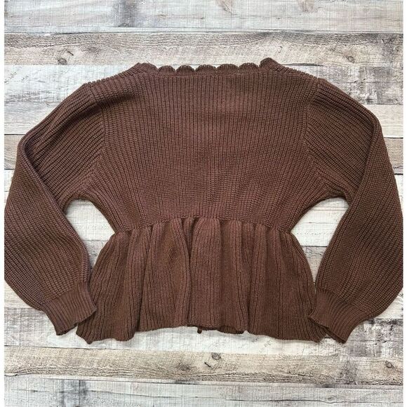 SHEIN Clasi Plus Size Lantern Sleeve Ruffle Collar Cinched Waist Sweater | 2XL - Picture 4 of 7